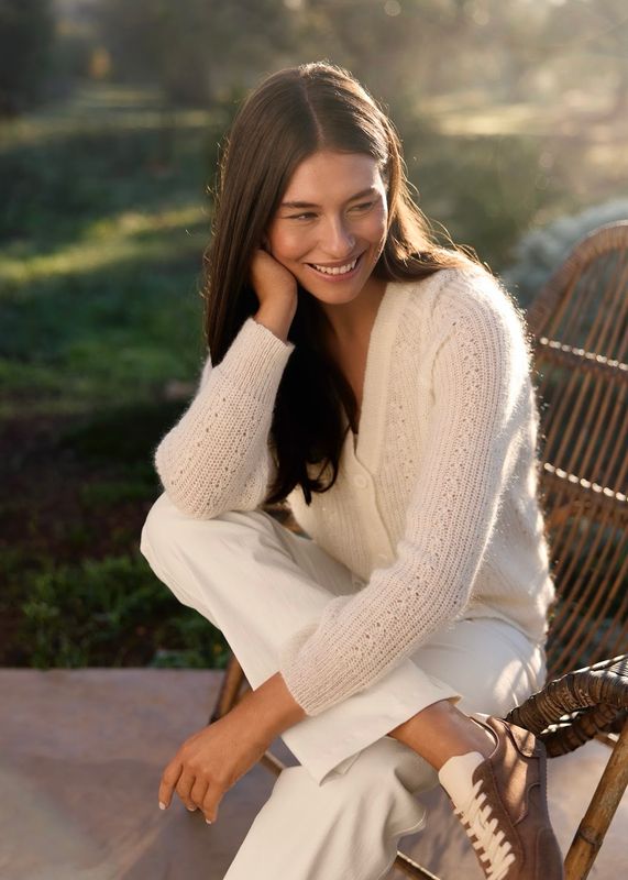 RICCOVERO - W Bloom Cardigan Cream 110