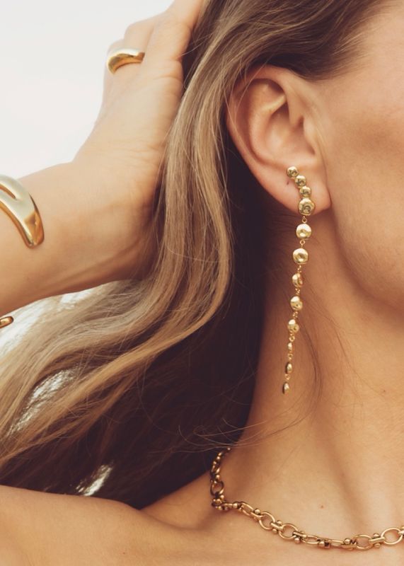 CAMILLA PIHL - The Long Pebble Øredobber Gold