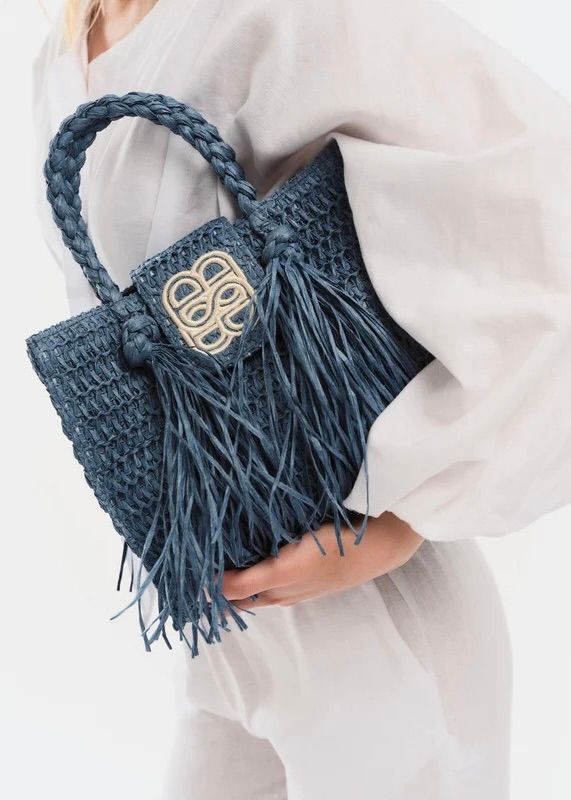 ELLA&IL - Sigrid Straw Veske Blue