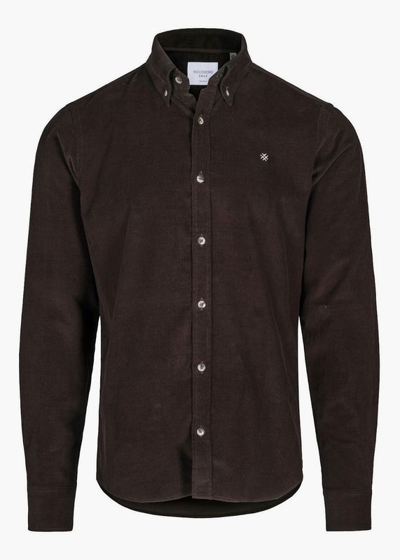 RICCOVERO - M Cambridge Daily Skjorte Minicord Dark Brown 5310-700
