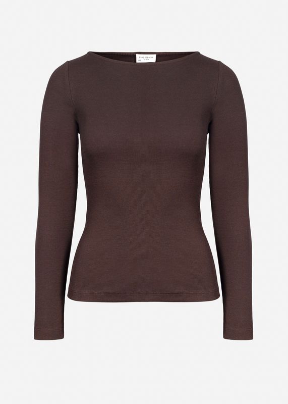 CAMILLA PIHL - Petronella Rib Boatneck Genser Dark Brown