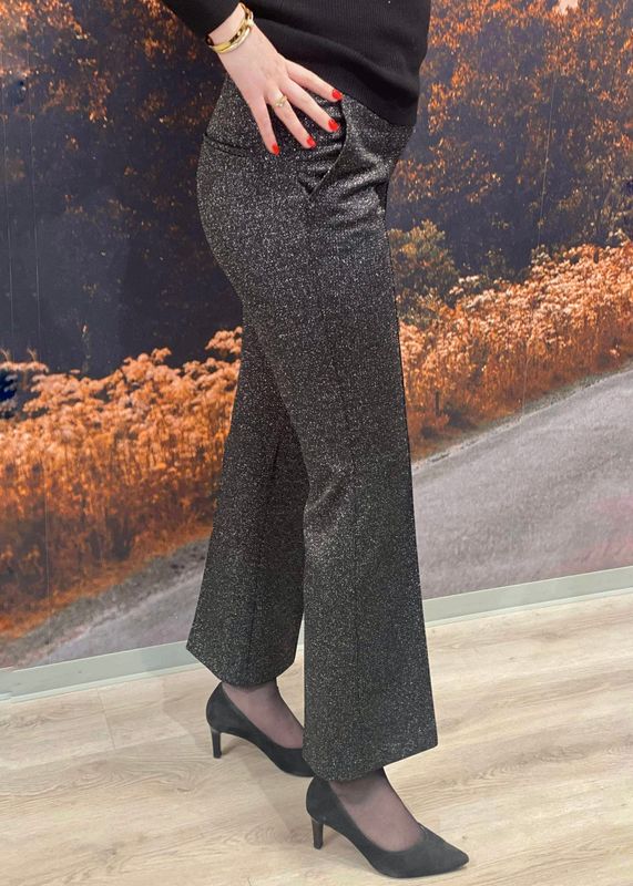 CAMBIO - Francoise Cropped Dressbukse Black Silver Micro Diamonds 6403 0387-00