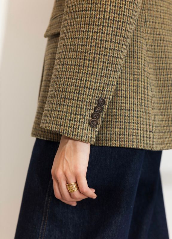 CAMILLA PIHL - Brook Houndstooth Blazer Green Houndstooth
