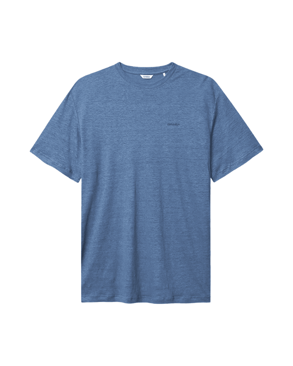 GABBA - Duke Linen Logo SS T-skjorte Blue Horizon