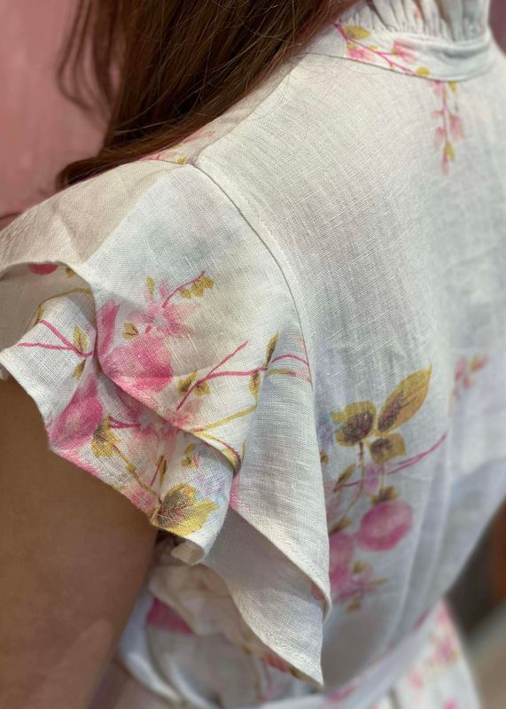 BYTIMO - Linen Ruffle Minikjole Pink Bloom 2620581 615